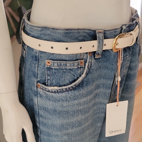 Quince Sofia European Leather Skinny Belt In Bone main image 6